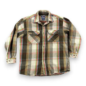 Vintage Williams Bay Shirt Adult LARGE Brown Plaid Flannel Outdoor Grunge 90s
